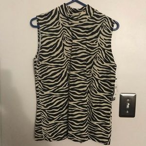 NWT Impressions Lifestyle Zebra No-Sleeve Blouse